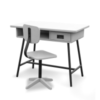 Bureau la Classe et chaise d'atelier Gris Clair