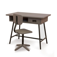 Bureau la Classe et chaise d'atelier Taupe