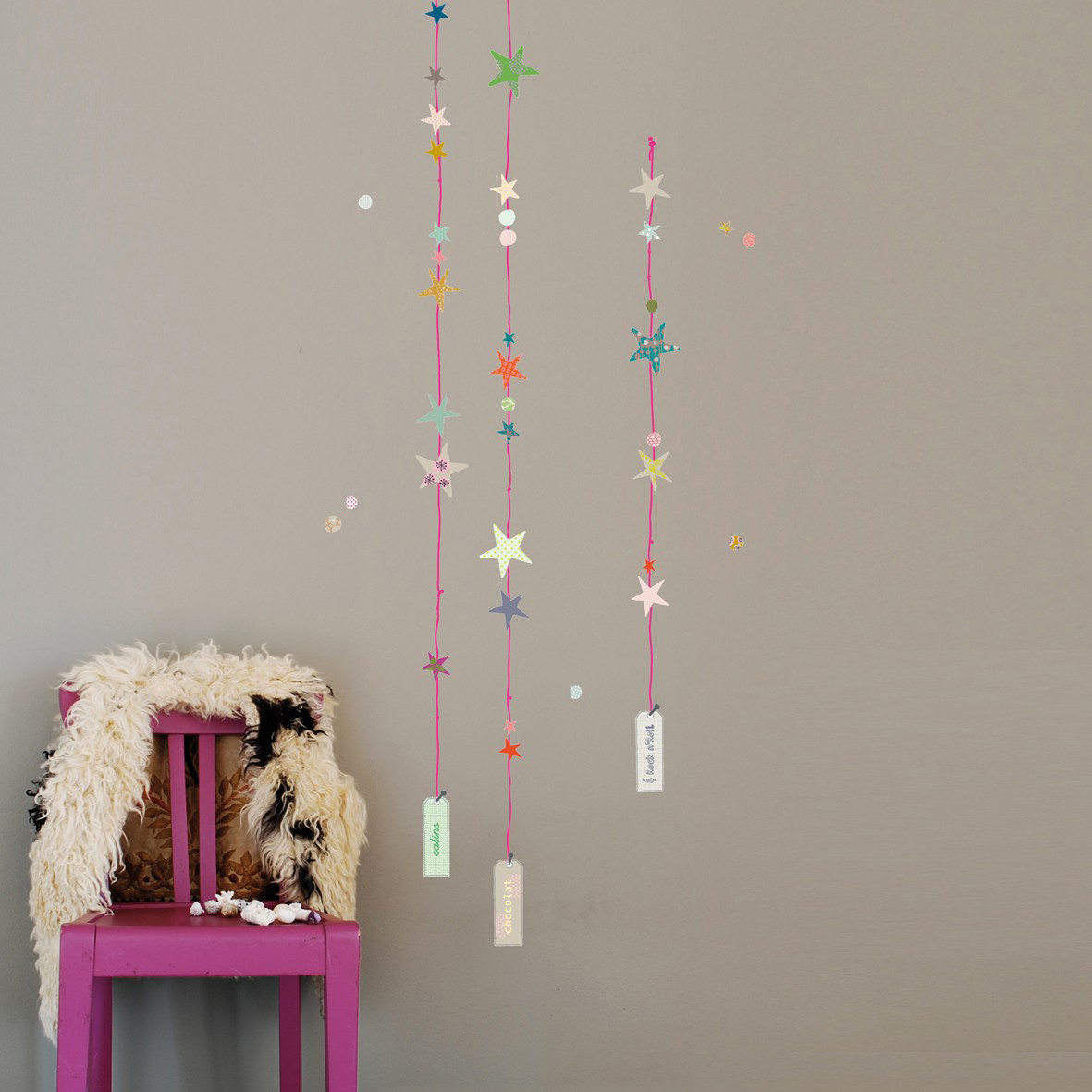Stickers fils d'étoiles gris mimilou pour chambre enfant les ...