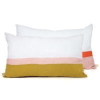 Coussin en lin 30 x 50 cm - Rose/Jaune