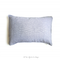Taie d'oreiller en lin - Marine/Blanc
