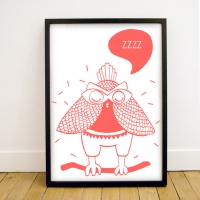 Affiche phosphorescente - Hibou Corail
