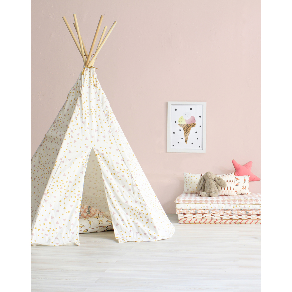 Tipi arizona eclairs rose/jaune nobodinoz pour chambre enfant ...