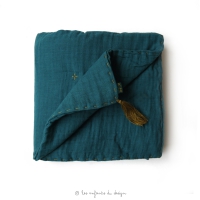 Couverture Gaze de Coton 80 x 110 cm Bleu Canard