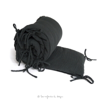 Tour de lit en gaze de coton - Gris