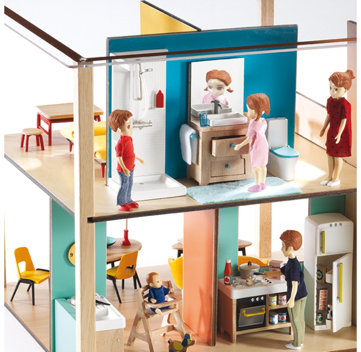 Generic Ensemble de Salle de Bain en Céramique de Simulation Miniature pour Maison de Poupée 1/24, Kit D'évier de Toilette pour Baignoire, Trèfle à