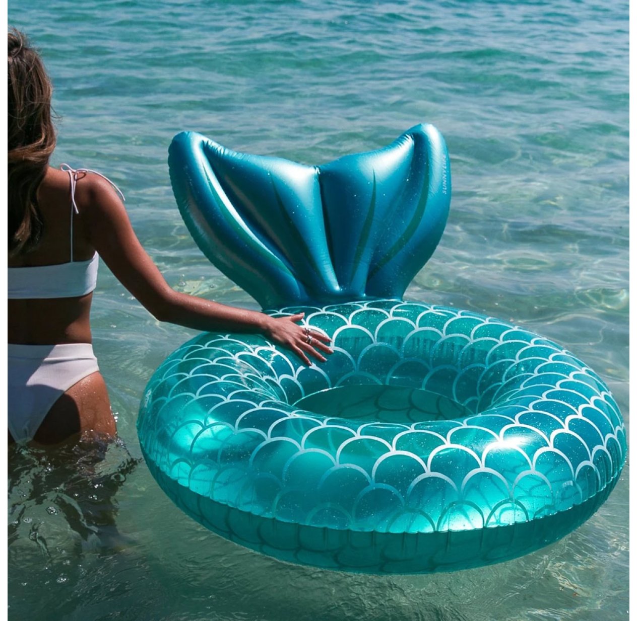 Bouée Sirène Adulte 120 Cm - Queue De Poisson Pailletée - PVC Gonflable - Pour Piscine Et Plage
