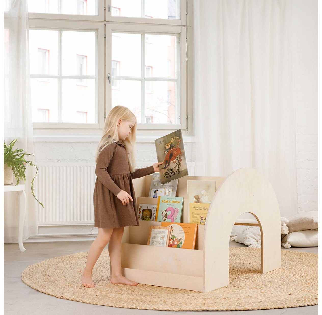 Bureau Bibliothèque Montessori KUMPU - Bouleau Fitwood pour chambre enfant  - Les Enfants du Design