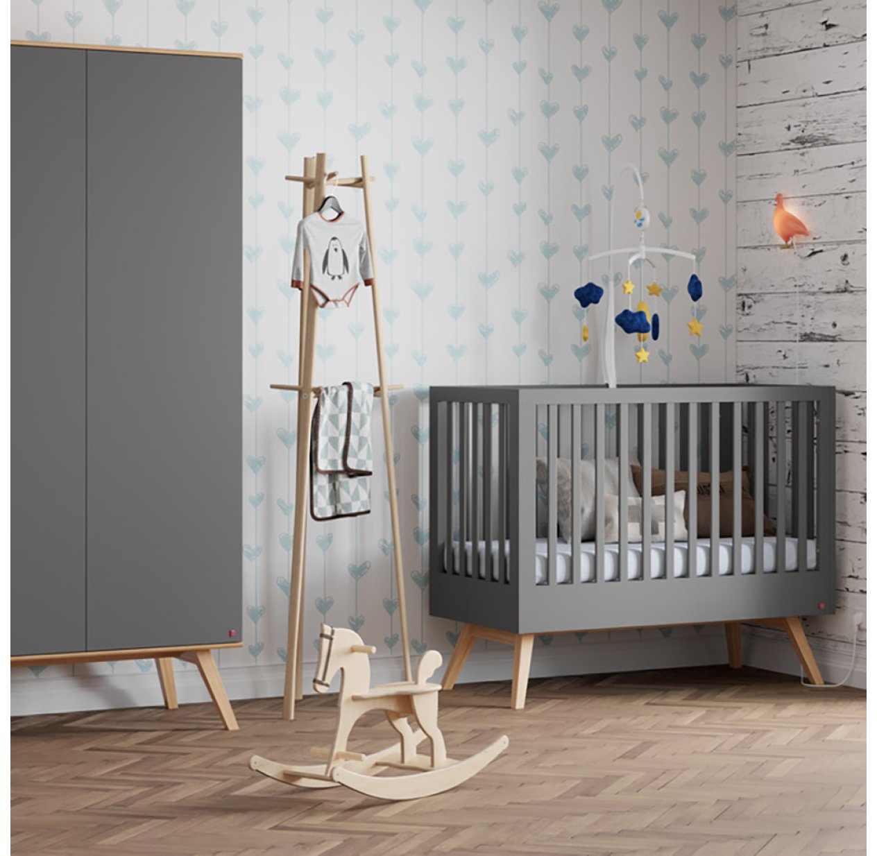 Lit Bebe 60 X 1 Nature Gris Anthracite Vox Pour Chambre Enfant Les Enfants Du Design