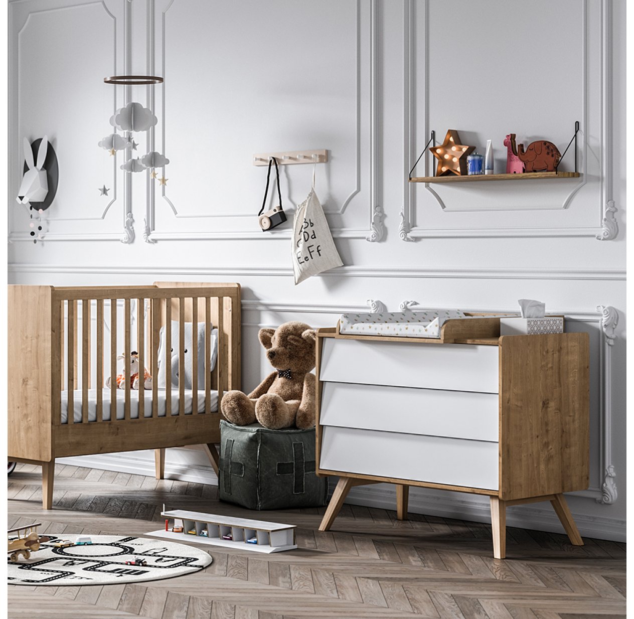 Chambre bébé complète VINTAGE : évolutive et design