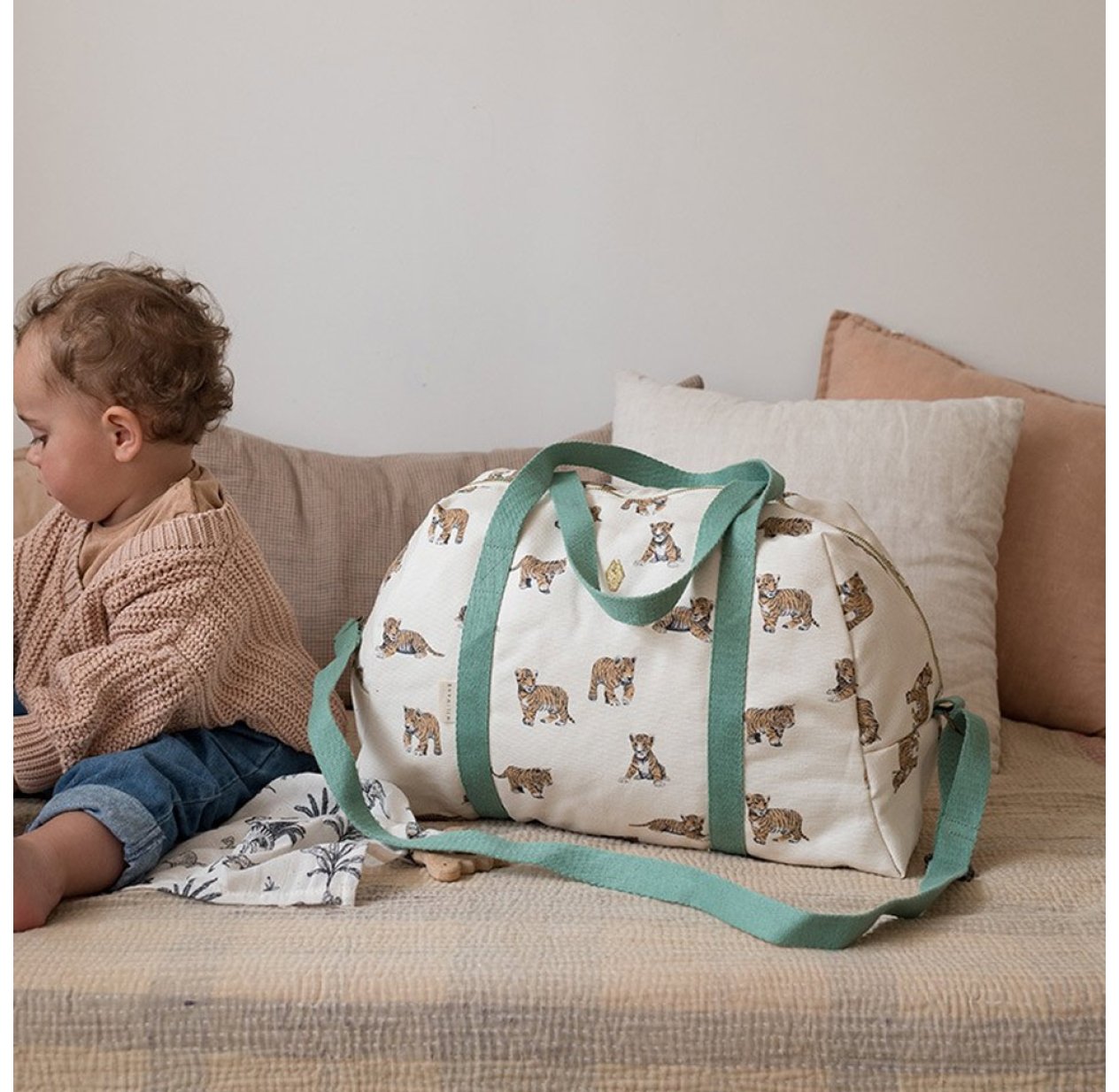 Sac Week-end JOSEPH Tigre - Sauge Milinane pour chambre enfant