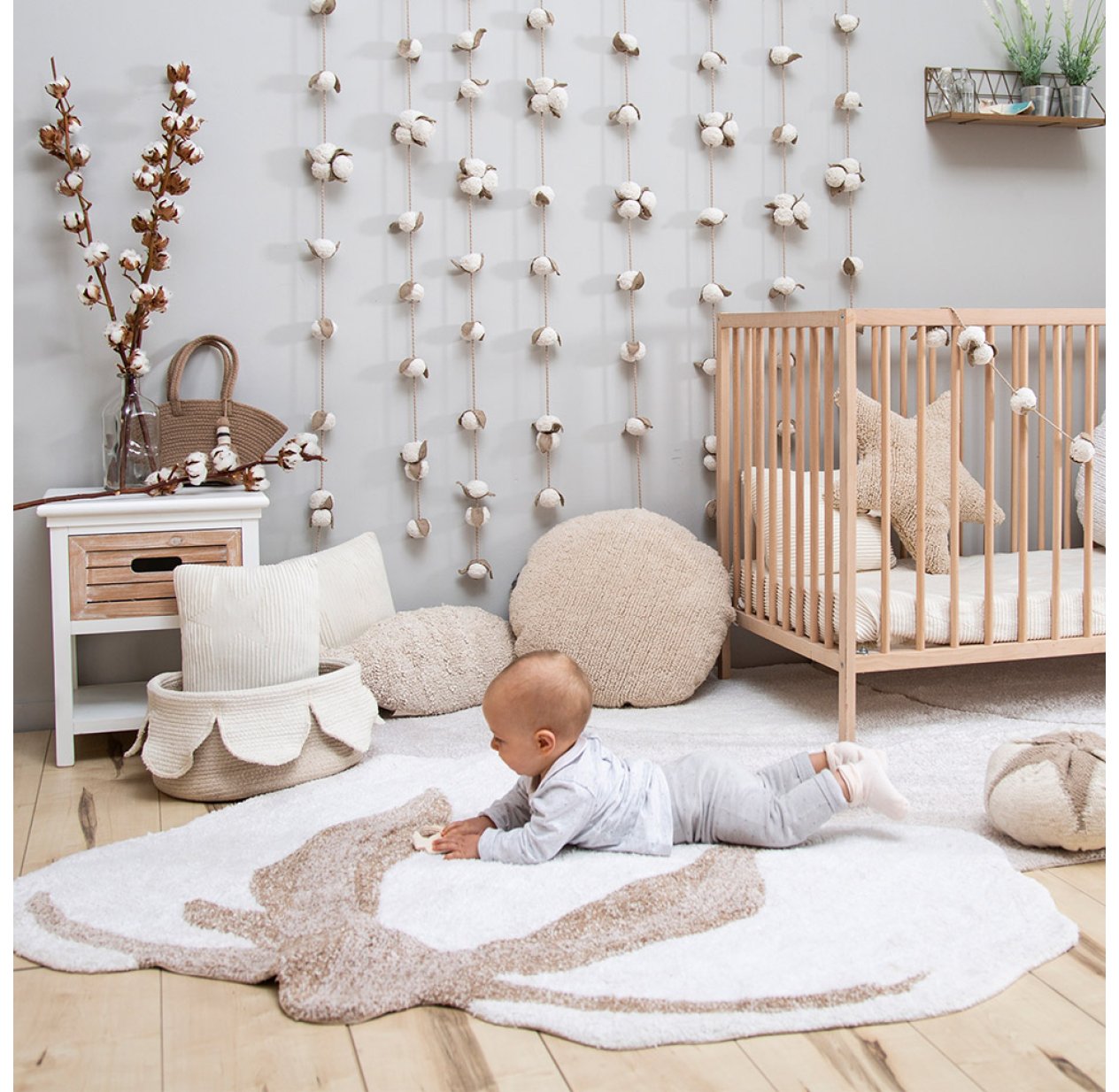 Tapis Lavable Bee Pour Enfant - Coton Doux - Motif Miel Et Gris - Dimensions 115 X 150 Cm - Lorena Canals - 2