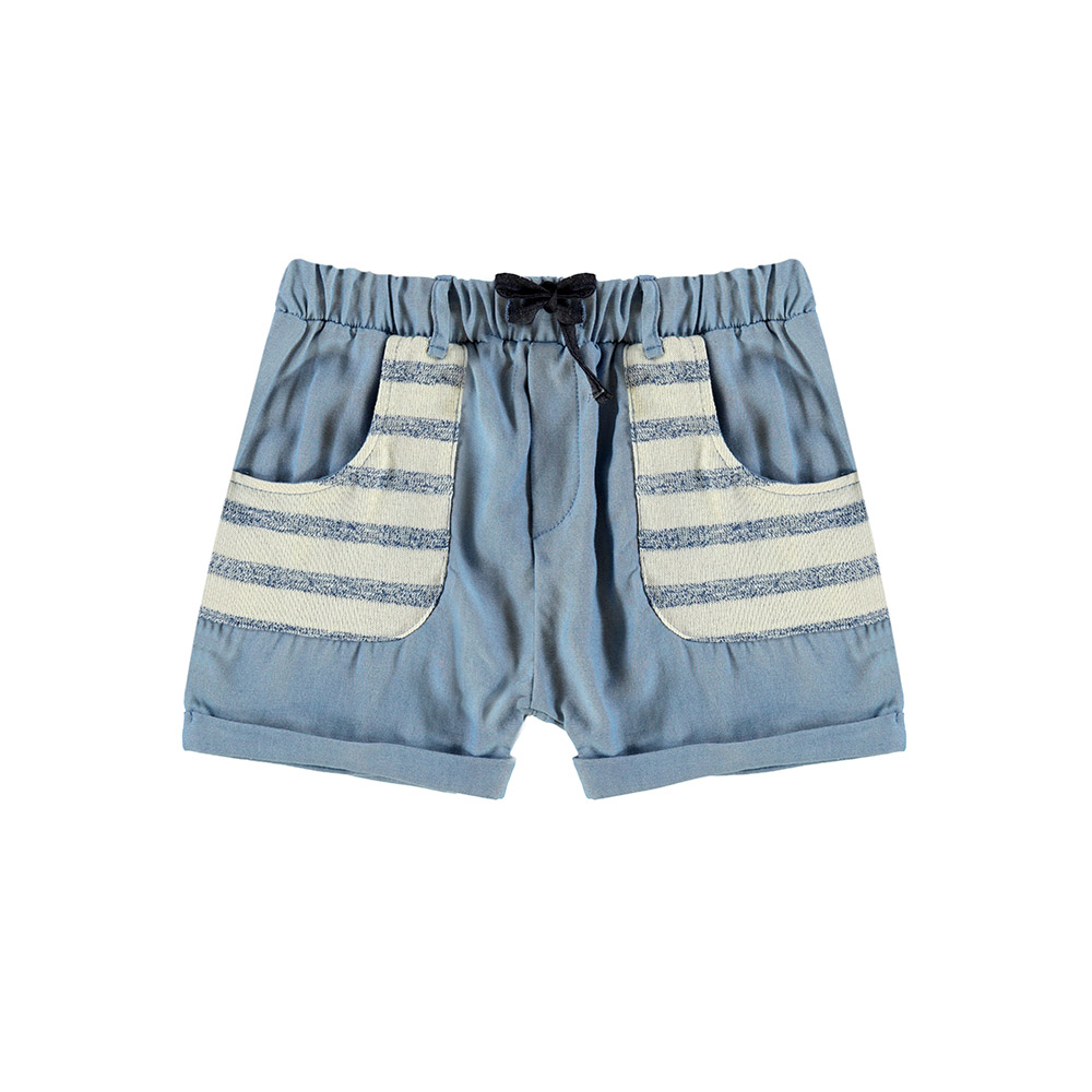 Short Fluid Denim et Marinière - Bleu - Blune Paris