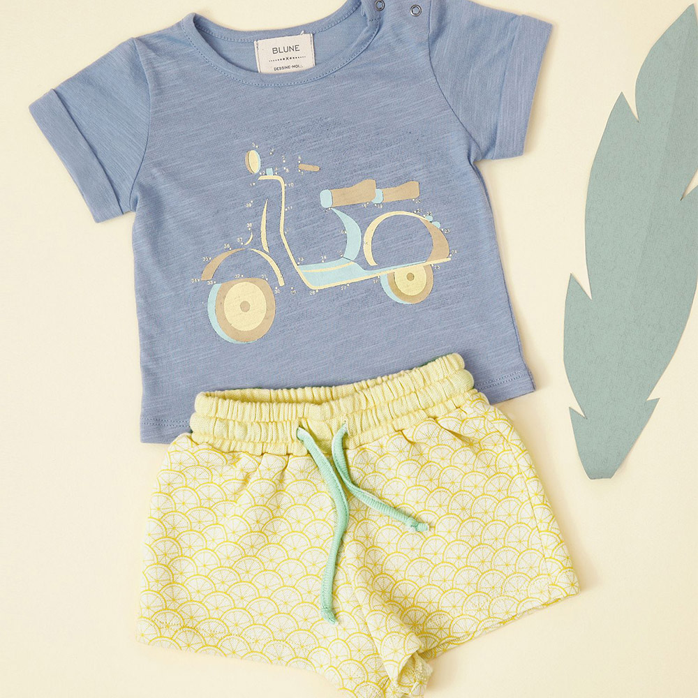 T-shirt Imprimé Vespa - Bleu gris Blune Paris