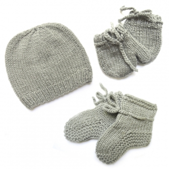 Kit de naissance tricoté - Gris Moon et Miel
