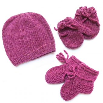 Kit de naissance tricoté irisé - Fuchsia Moon et Miel