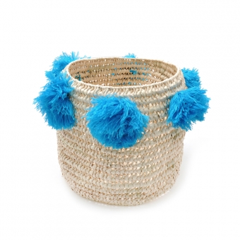 Panier Louis à pompons - Turquoise Rose in April