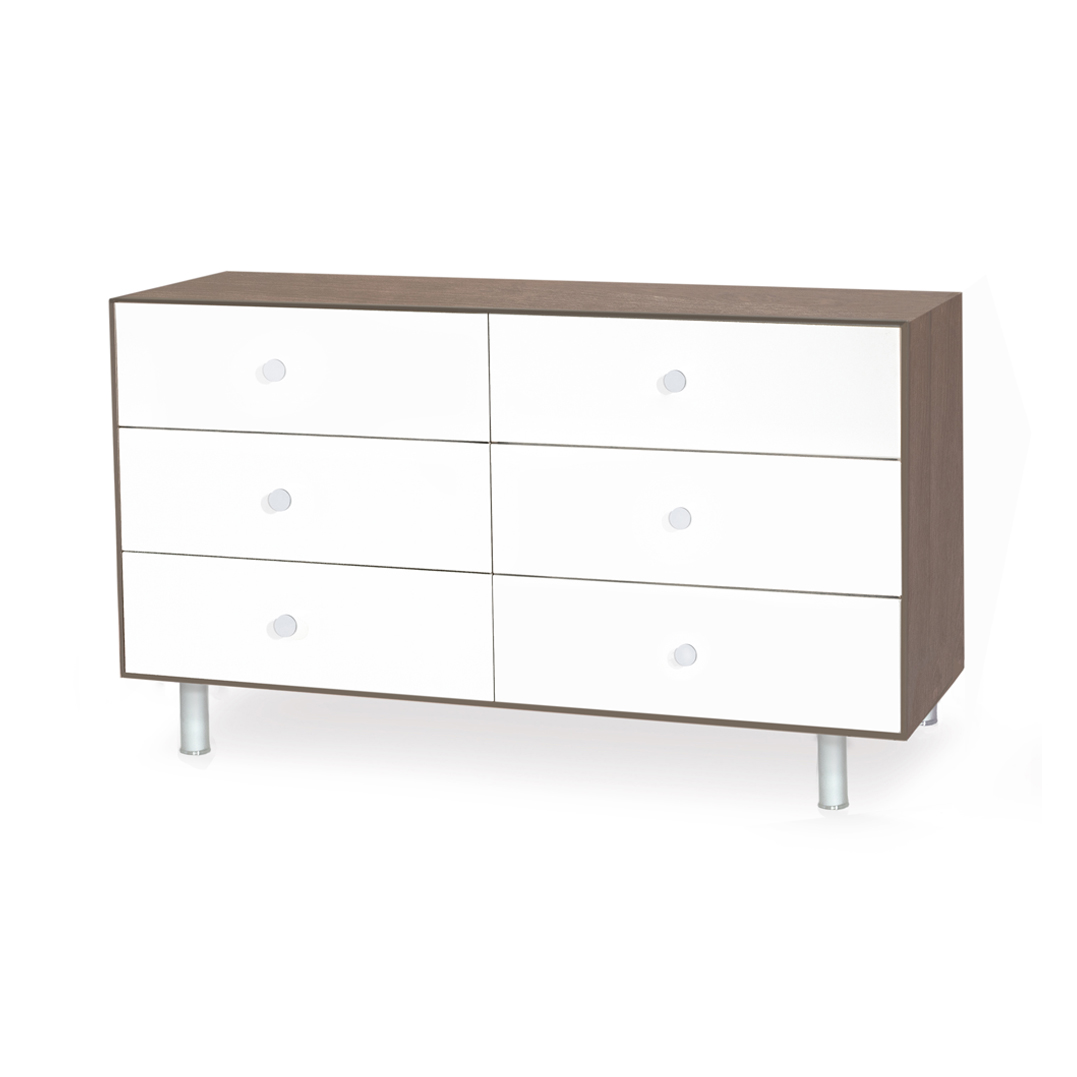 Commode Merlin Classic 6 tiroirs - Blanc/Noyer - Oeuf NYC