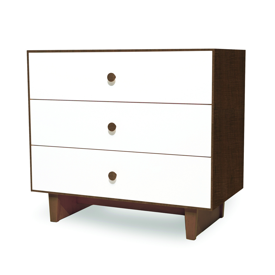 Commode Merlin Rhea 3 tiroirs - Blanc/Noyer - Oeuf NYC