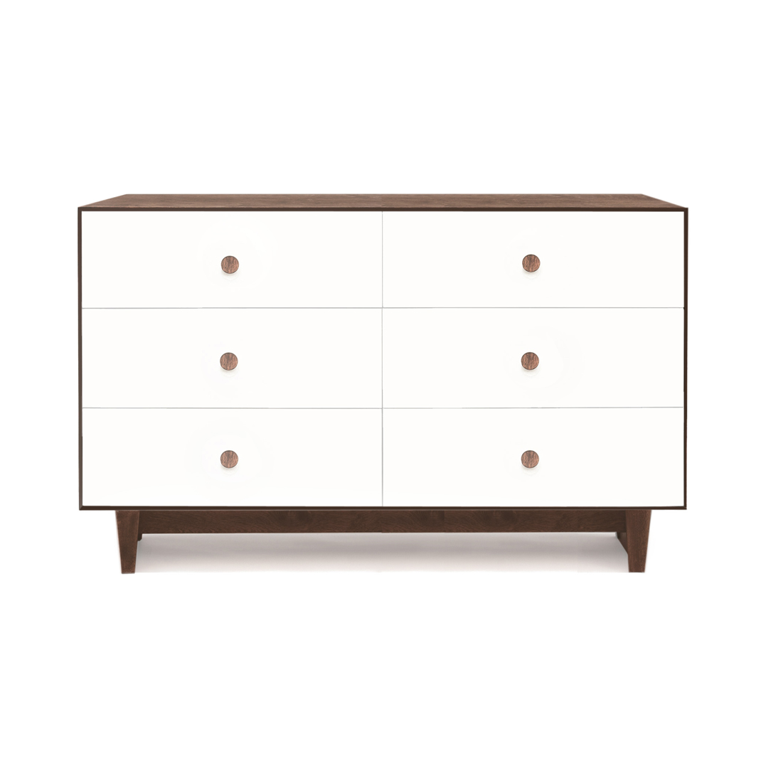 Commode Merlin Rhea 6 tiroirs - Blanc/Noyer - Oeuf NYC