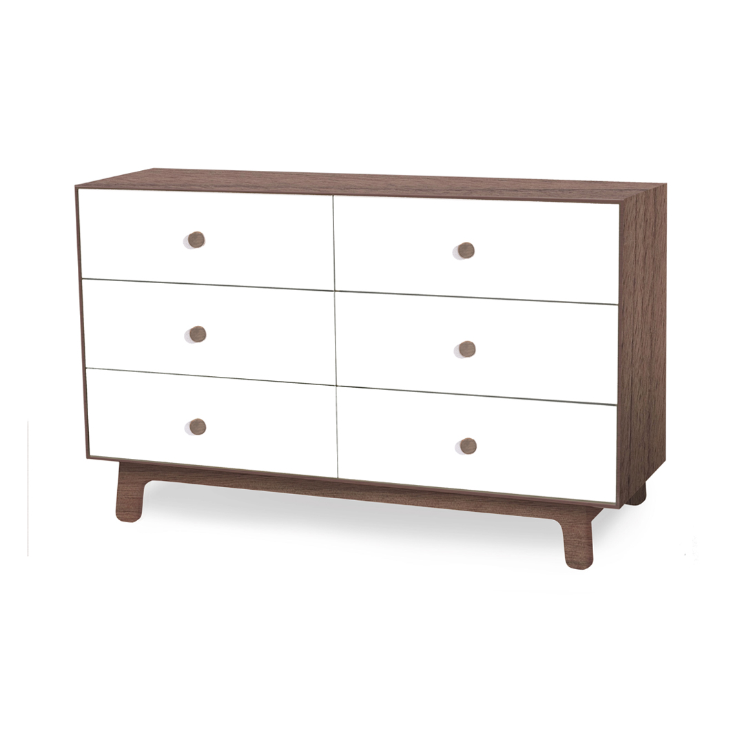 Commode Merlin Sparrow 6 tiroirs - Blanc/Noyer - Oeuf NYC