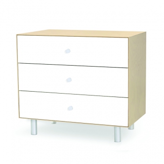 Commode Merlin Classic 3 tiroirs - Blanc/Bouleau Oeuf NYC