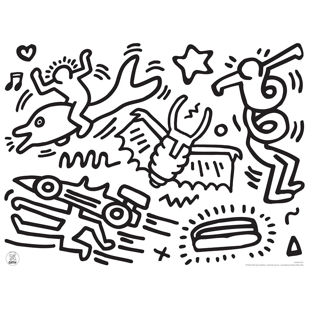 Keith Haring Set de table   colorier OMY Design and Play pour chambre enfant Les Enfants du Design