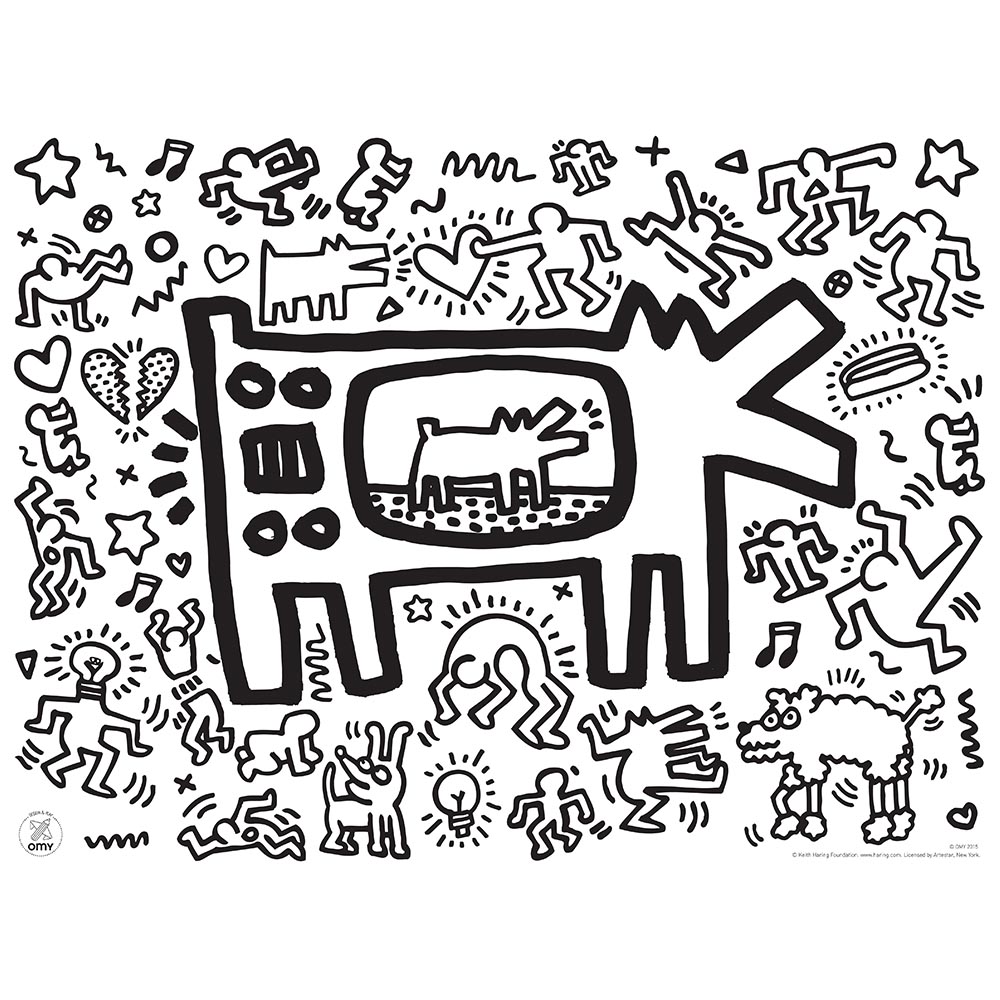 Keith Haring Set de table   colorier OMY Design and Play pour chambre enfant Les Enfants du Design