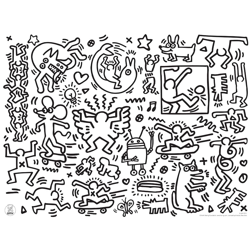 Keith Haring Set de table   colorier OMY Design and Play pour chambre enfant Les Enfants du Design