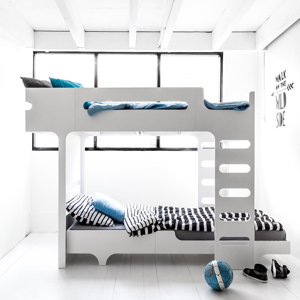 Lit superposé F+ A Bed et son matelas - Blanc - Rafa Kids