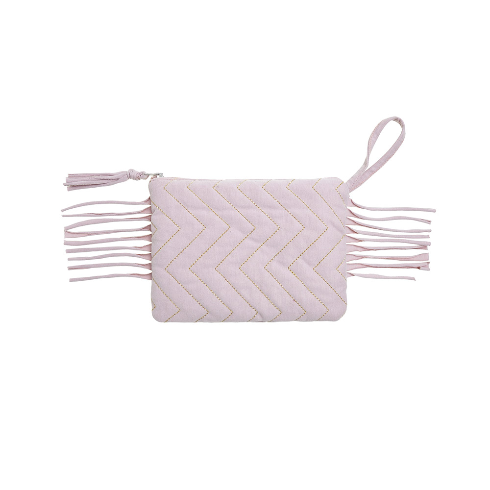 Pochette zippée Zig Zag - Rose poudré - Jack n'a qu'un Oeil