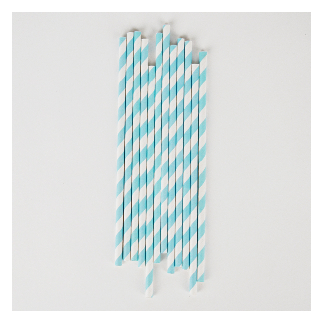 25 pailles rayées - Bleu clair My Little Day