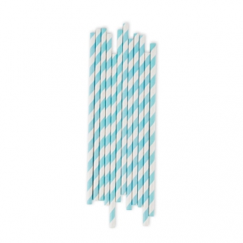 25 pailles rayées - Bleu clair My Little Day