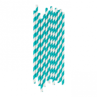 25 pailles rayées - Turquoise My Little Day