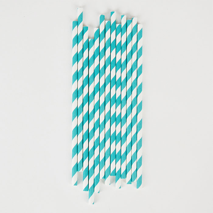 25 pailles rayées - Turquoise My Little Day