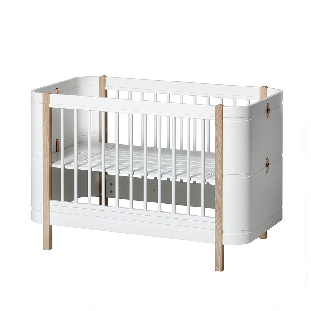 Lit bébé évolutif 5 en 1 Mini+ Wood - Blanc/Chêne - Oliver Furniture