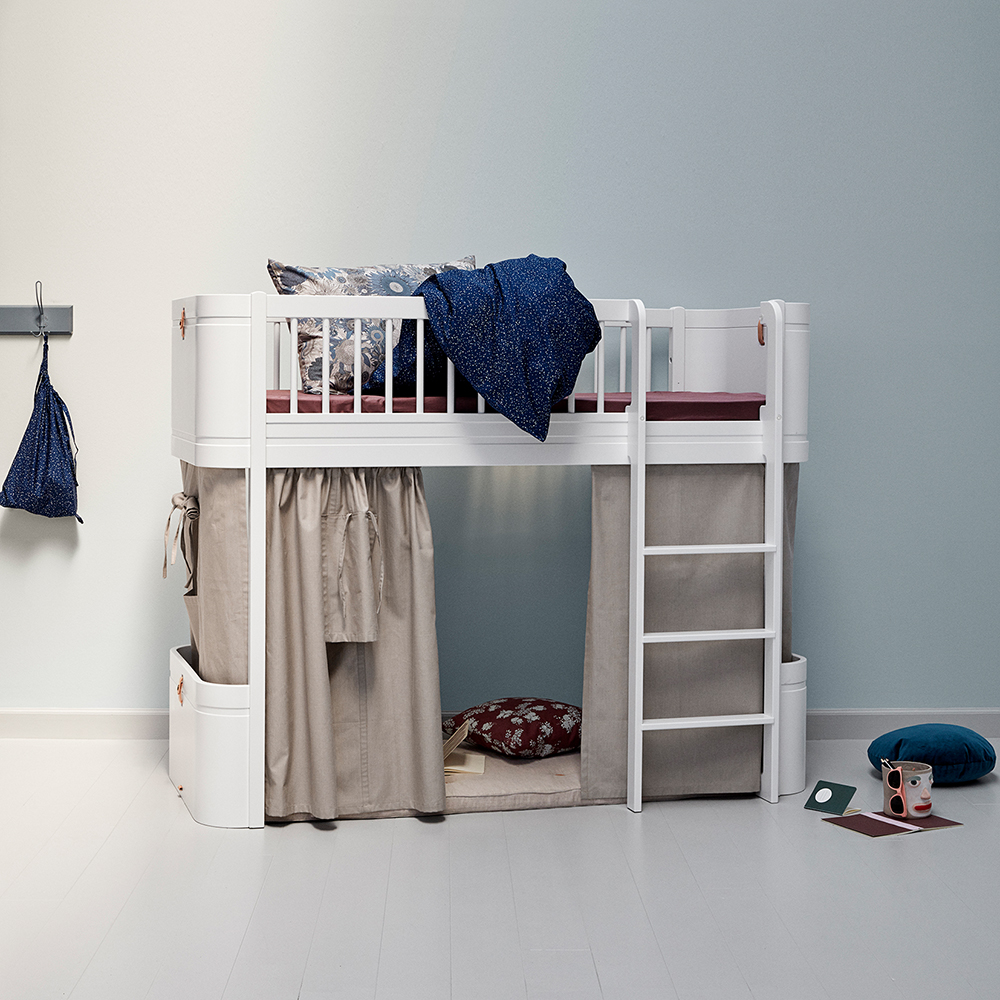 Lit junior mezzanine mi-haut Mini+ Wood - Blanc Oliver Furniture