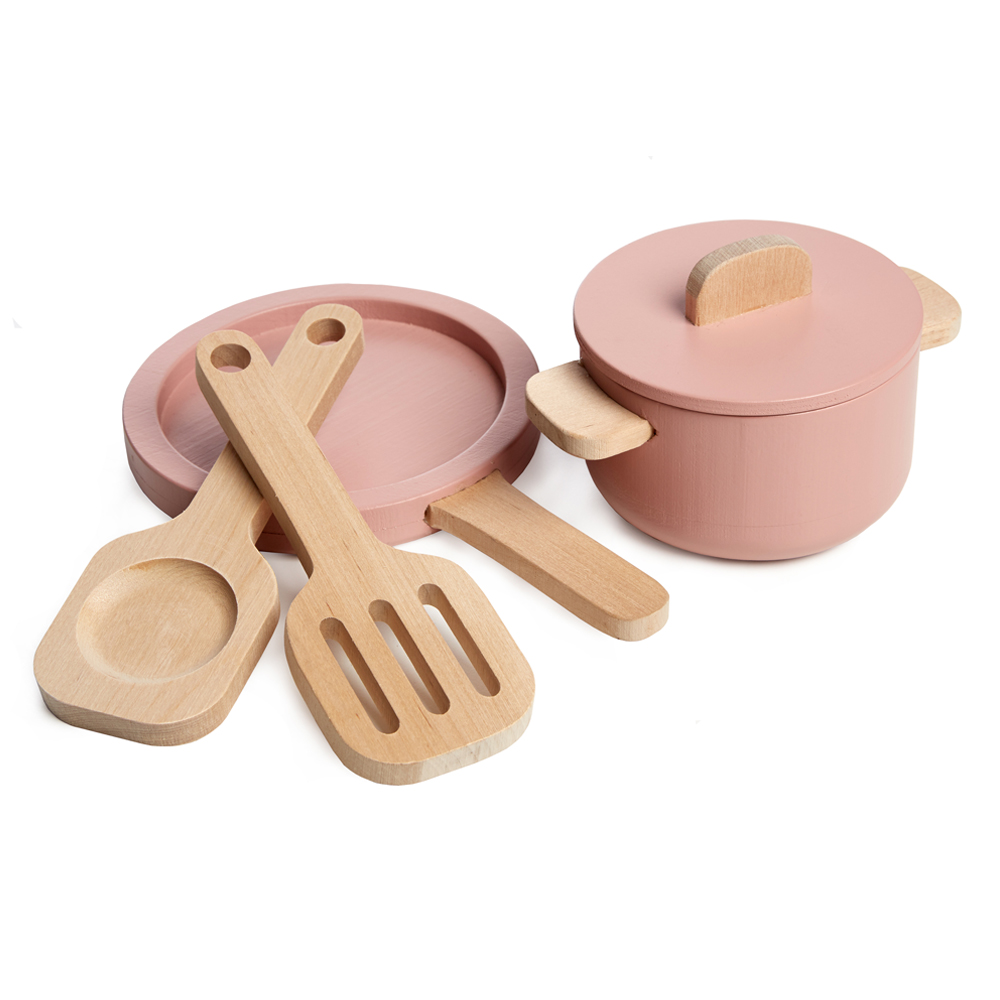 Set de casserole, poêle et ustensiles cuisinière - Rose clair - Flexa Play