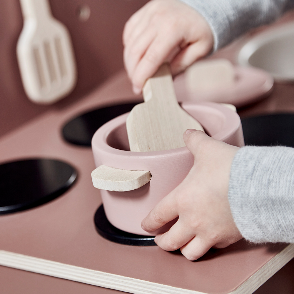 Set de casserole, poêle et ustensiles cuisinière - Rose clair - Flexa Play