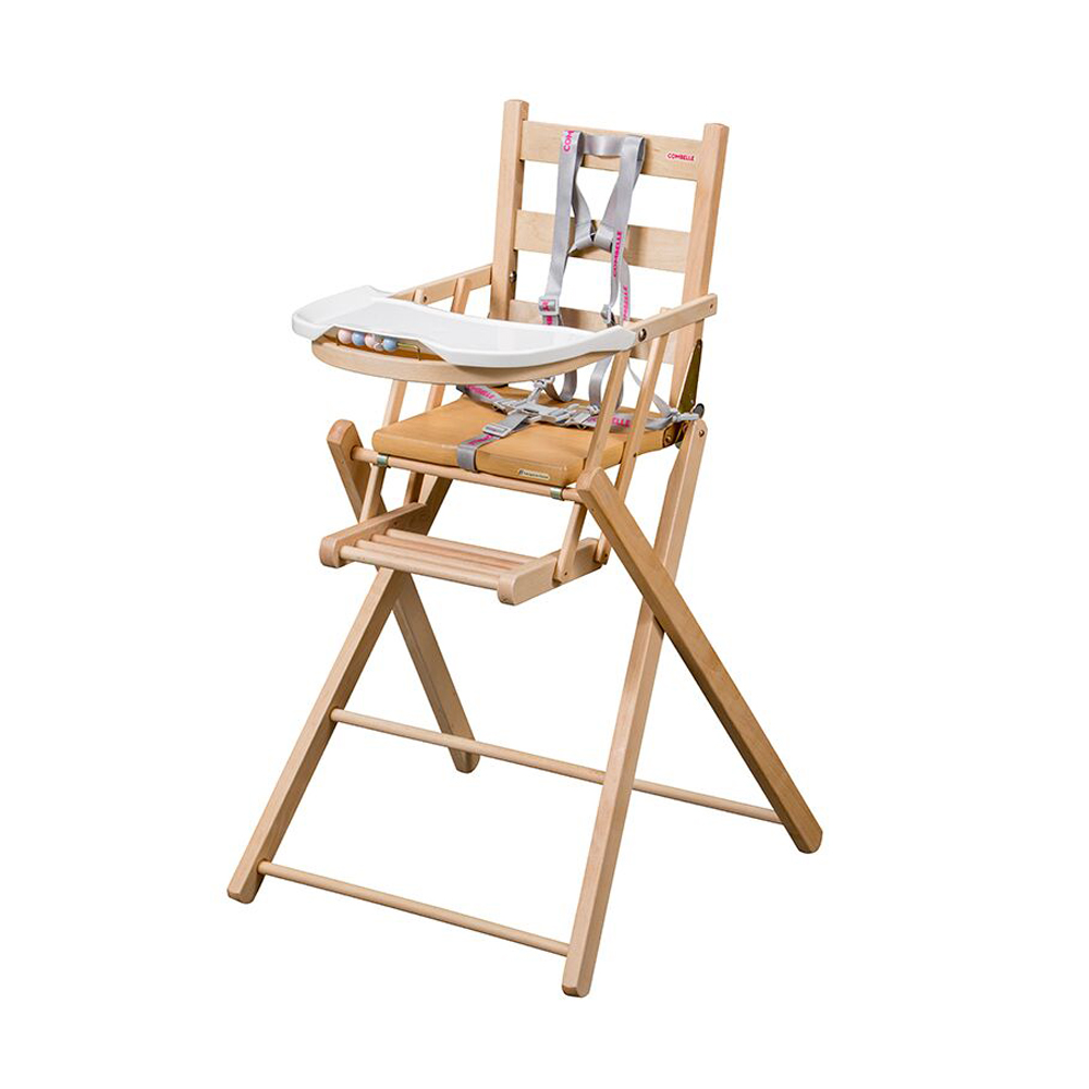 Chaise haute extra pliante Sarah  Vernis naturel Combelle pour chambre