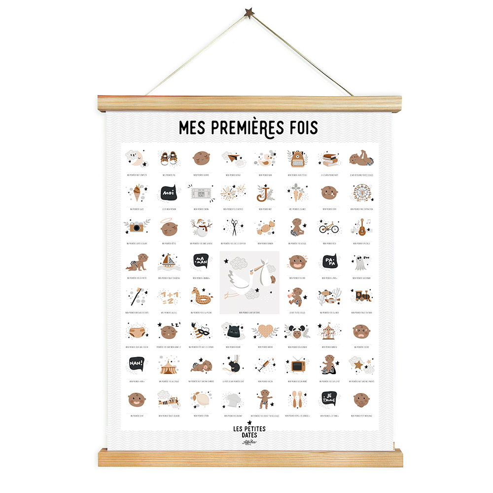 HuBorns - Affiche Mes Premières Fois Bébé à Personnaliser avec des