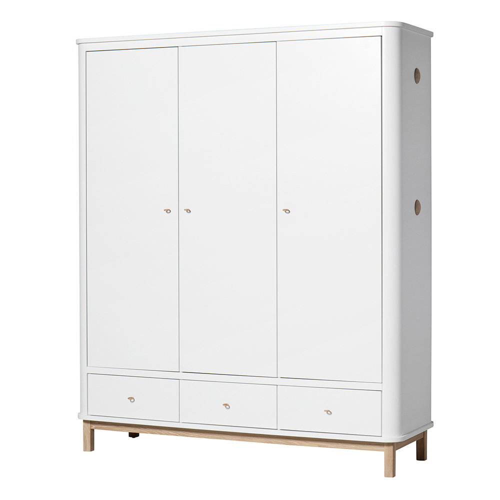 Armoire 3 portes Wood - Chêne / Blanc - Oliver Furniture