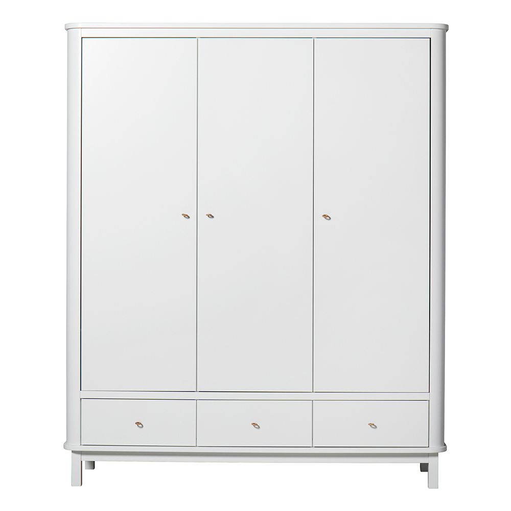 Armoire 3 portes Wood - Blanc - Oliver Furniture