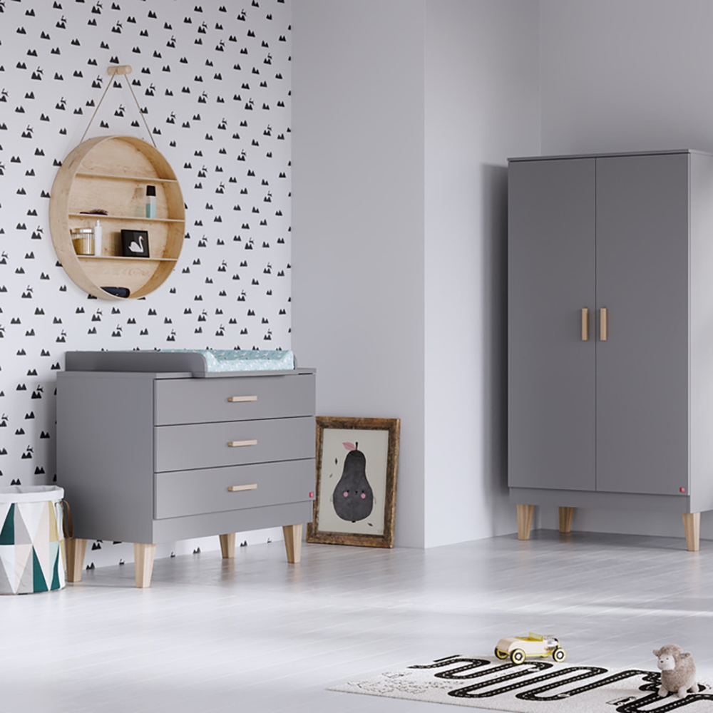 Armoire 2 portes Lounge - Gris clair - Vox