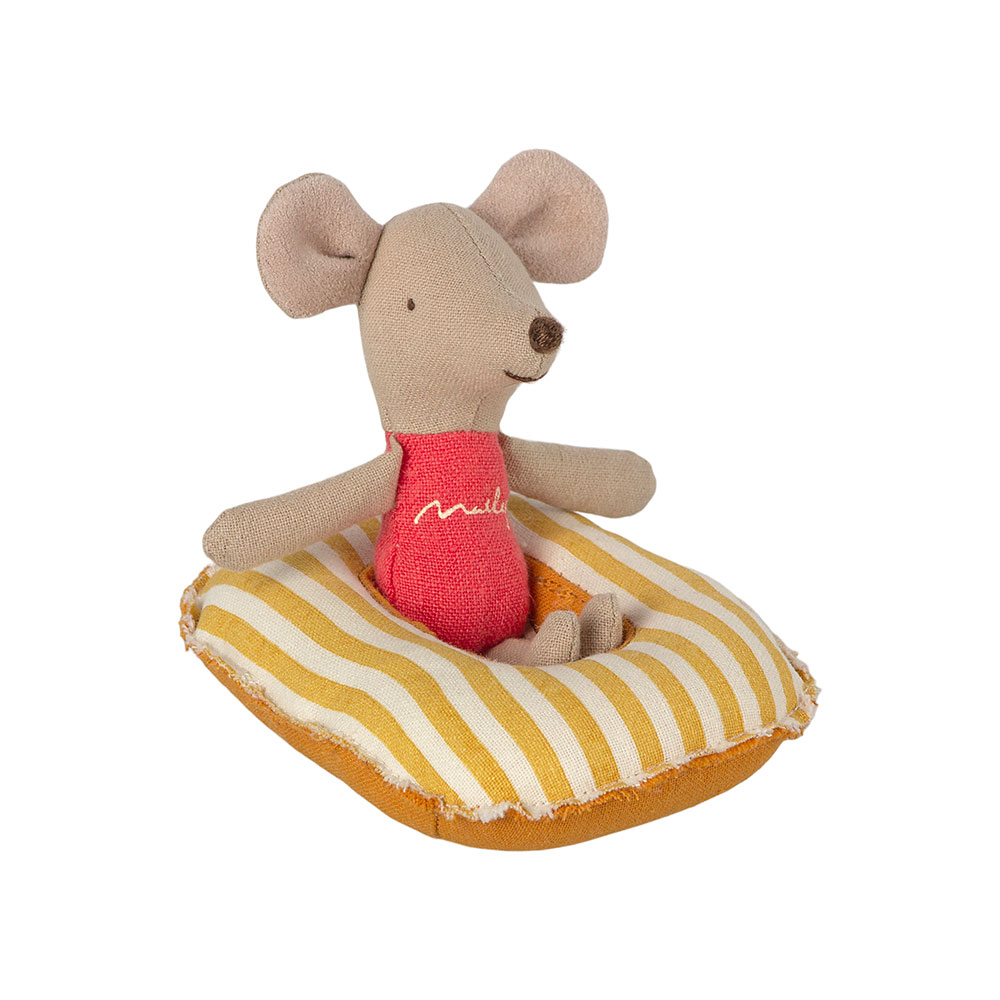 Bateau gonfable miniature rayé - Jaune - Maileg