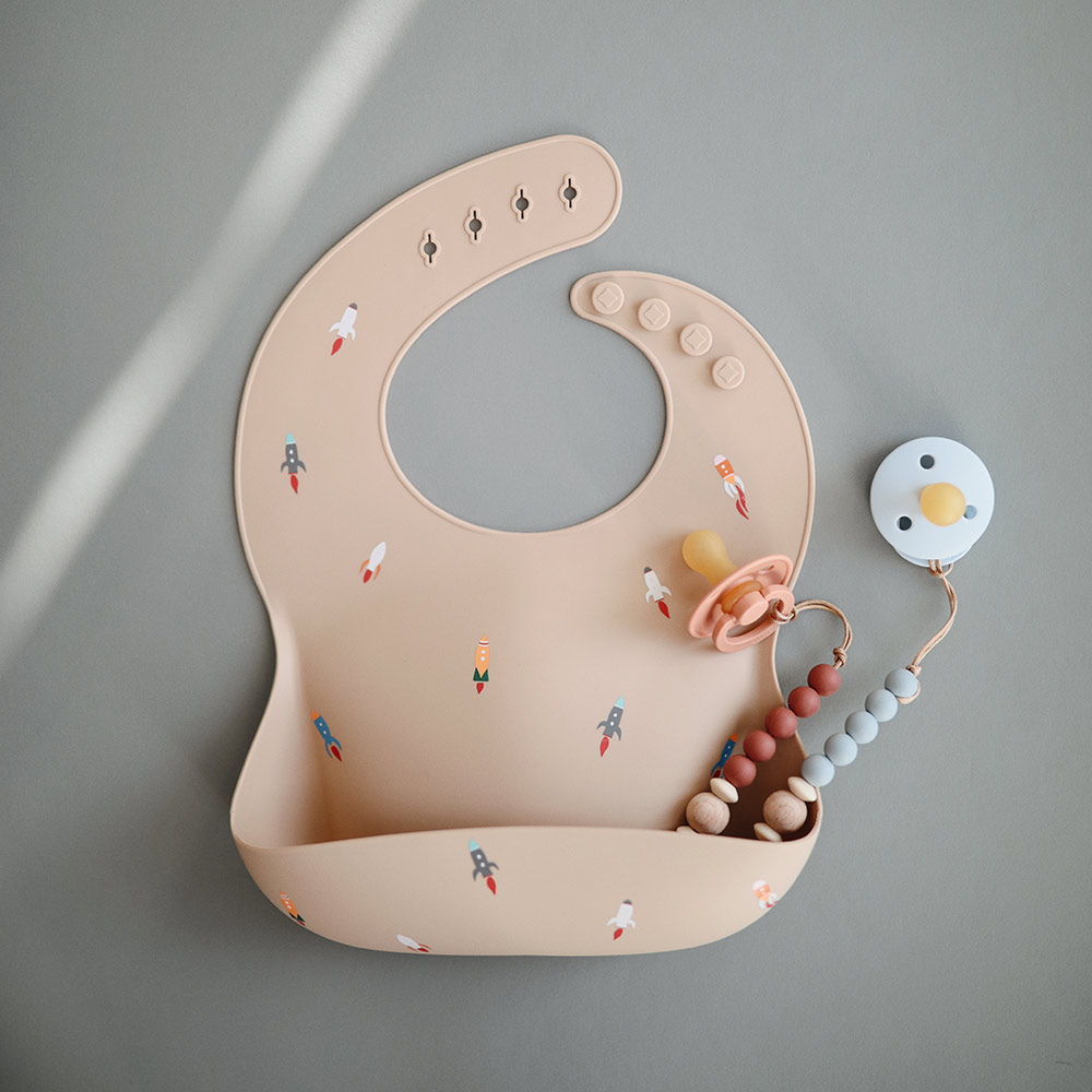 Bavoir en Silicone Fusées - Mushie