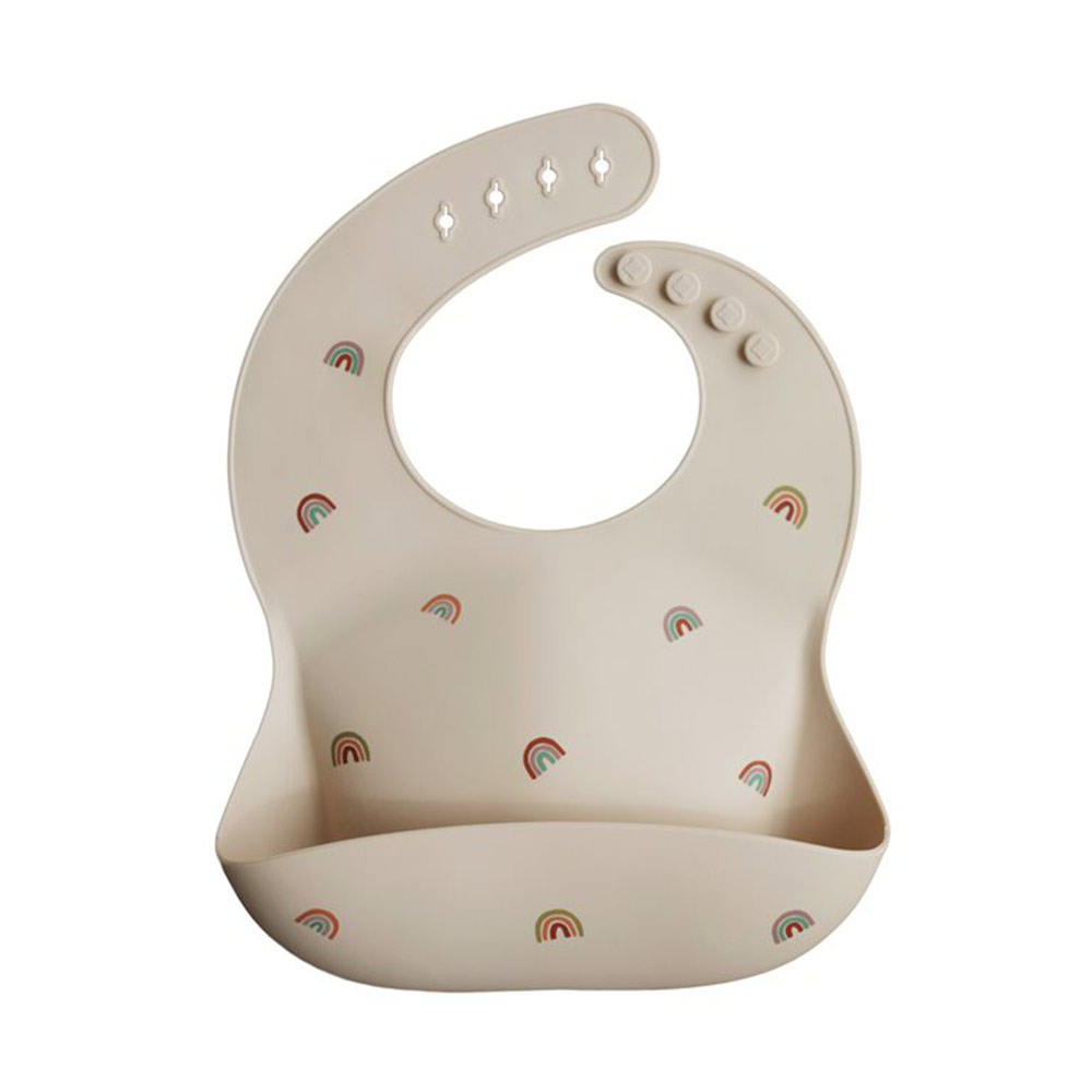Bavoir en Silicone Arc-en-Ciel - Mushie