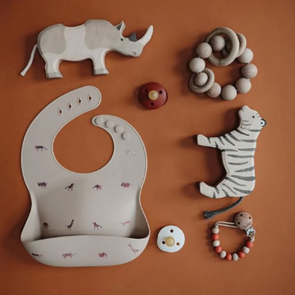 Bavoir en Silicone Safari - Mushie
