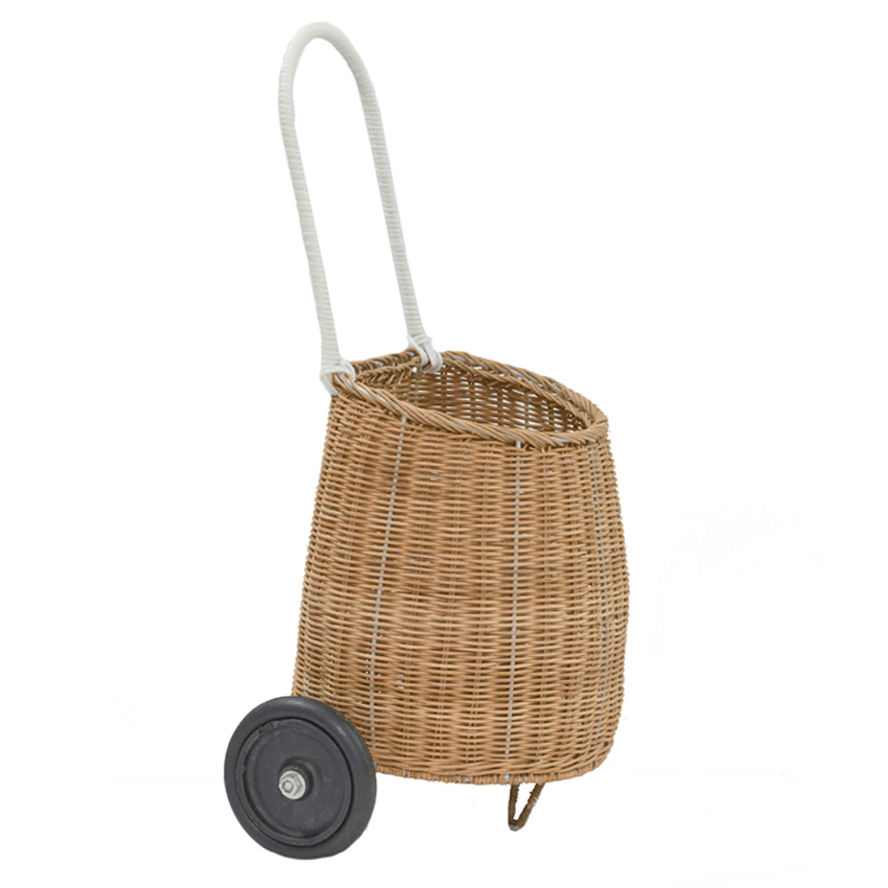 Grand panier à roulettes en rotin Luggy - Naturel - Olli Ella