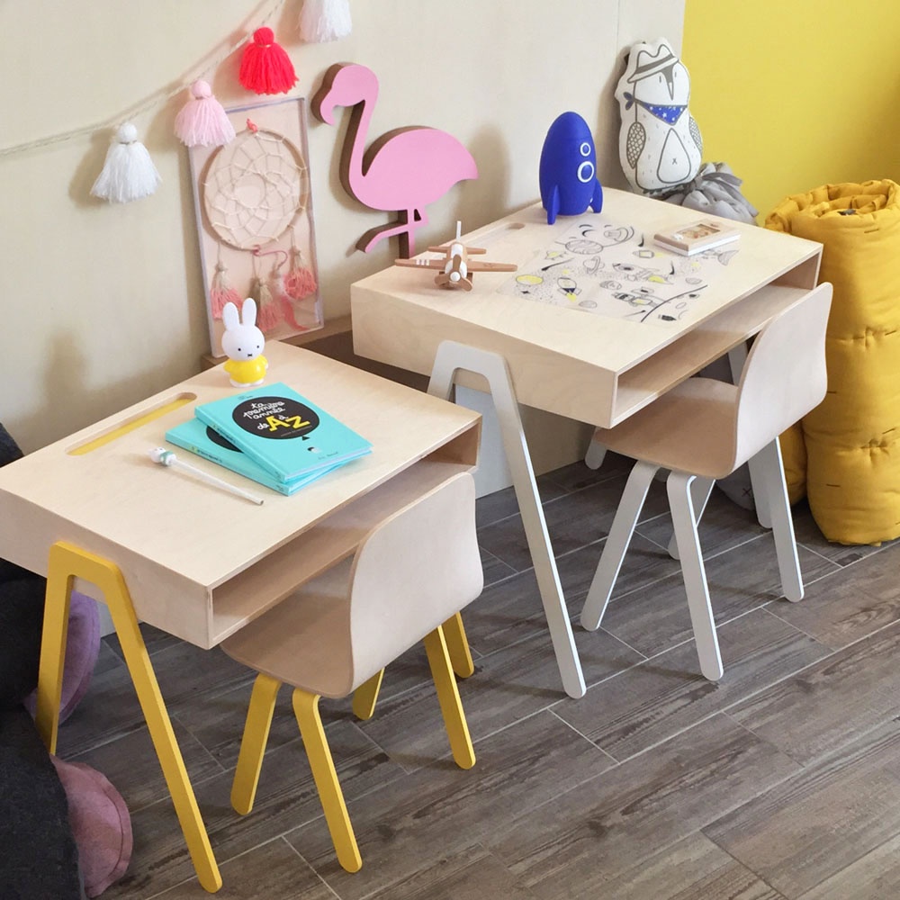 Bureau et chaise junior 7-10 ans - Jaune In2wood